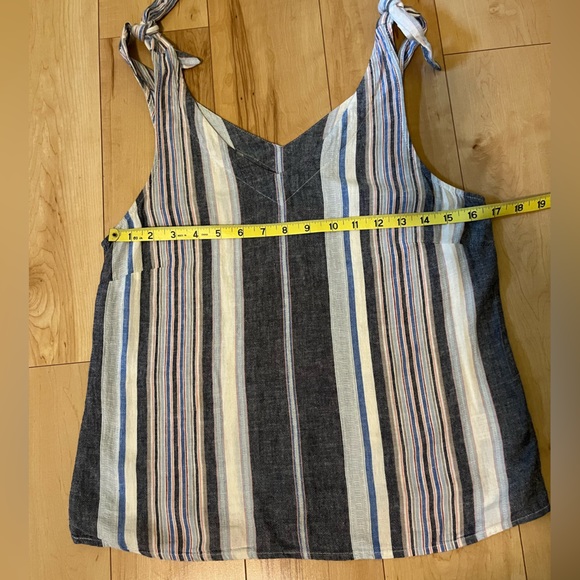A New Day Tie-Shoulder Linen Tank in Nautical Stripe - Picture 4 of 5